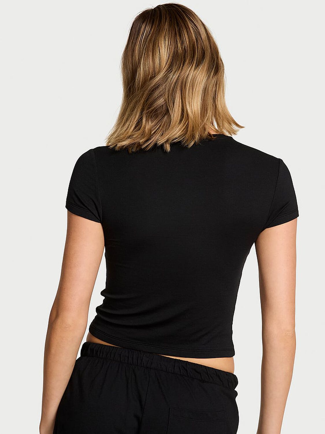 vs Victoria's Secret Ribbed Modal Fitted Tee Black 2 of 2 