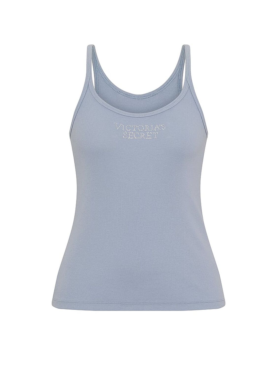 vs Victoria's Secret Mix & Match Sleep Perfect Ribbed Tank Top Bluegrey Logo 3 of 3 