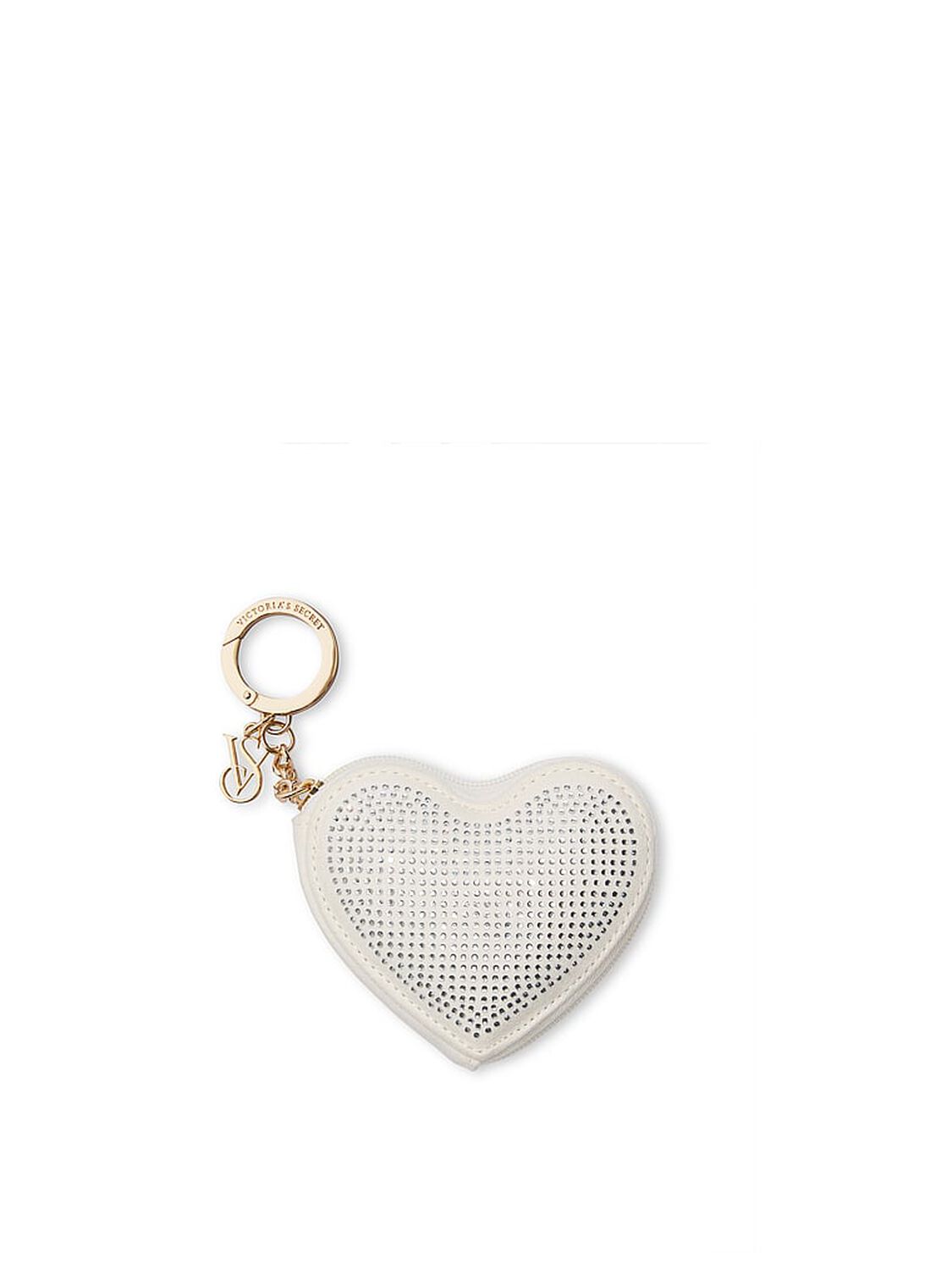 vs Victoria's Secret Heart Shine Pouch Keychain White 1 of 3
