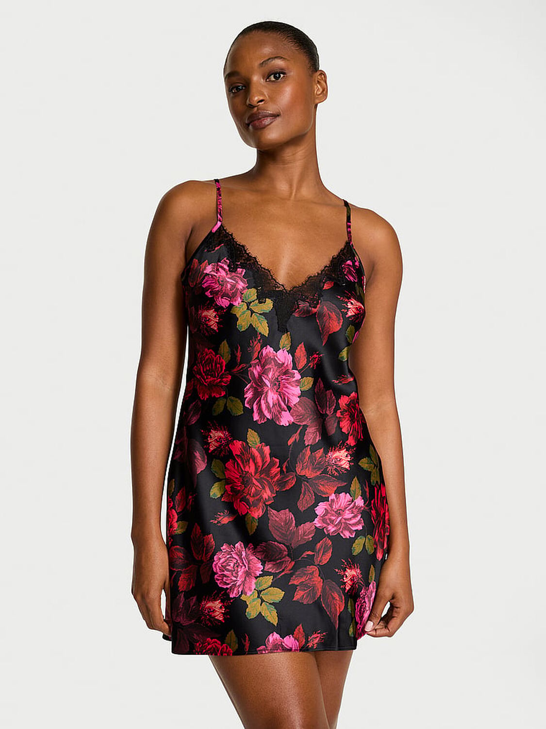 vs Very Sexy Satin & Rose Lace Mini Slip 1 of 4 
