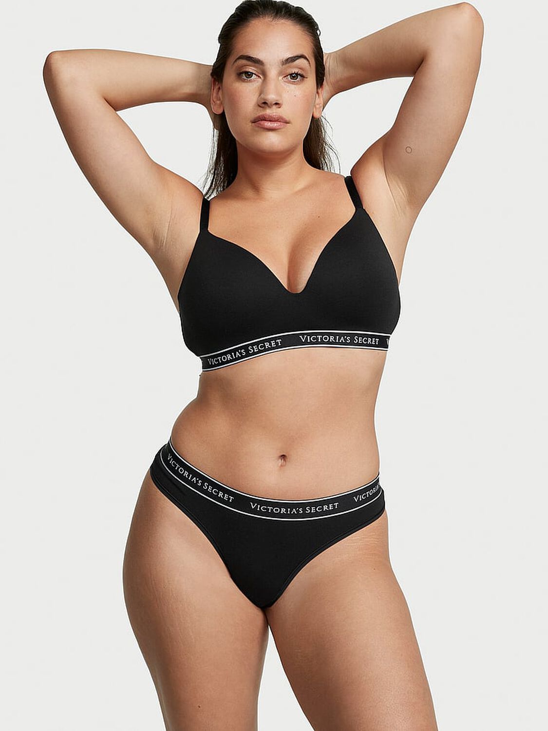 vs Cotton Logo Cotton Thong Panty Black 4 of 4 