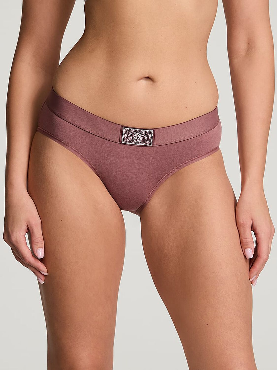 vs Cotton Logo Cotton Shine Patch Hiphugger Panty Vintage Rose 1 of 4 