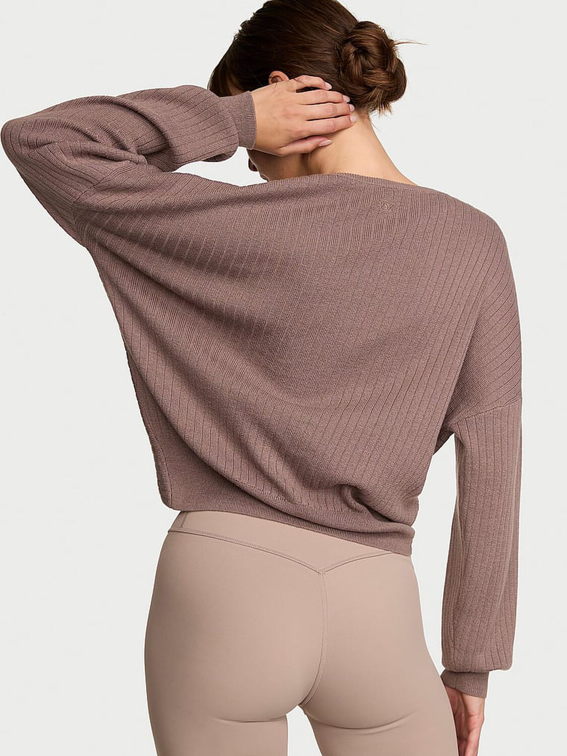 vs Vsx Twist Rib Knit Crop Sweater Cloudy Grey 2 of 3 