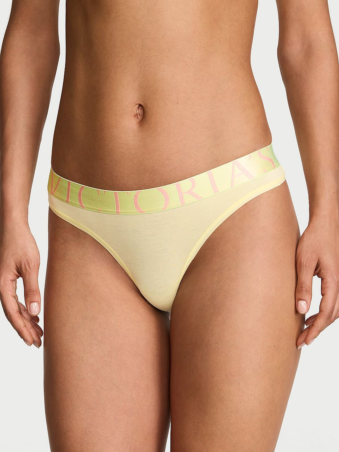 vs Cotton Exploded Logo Cotton Thong Panty Lemonade 1 of 3 