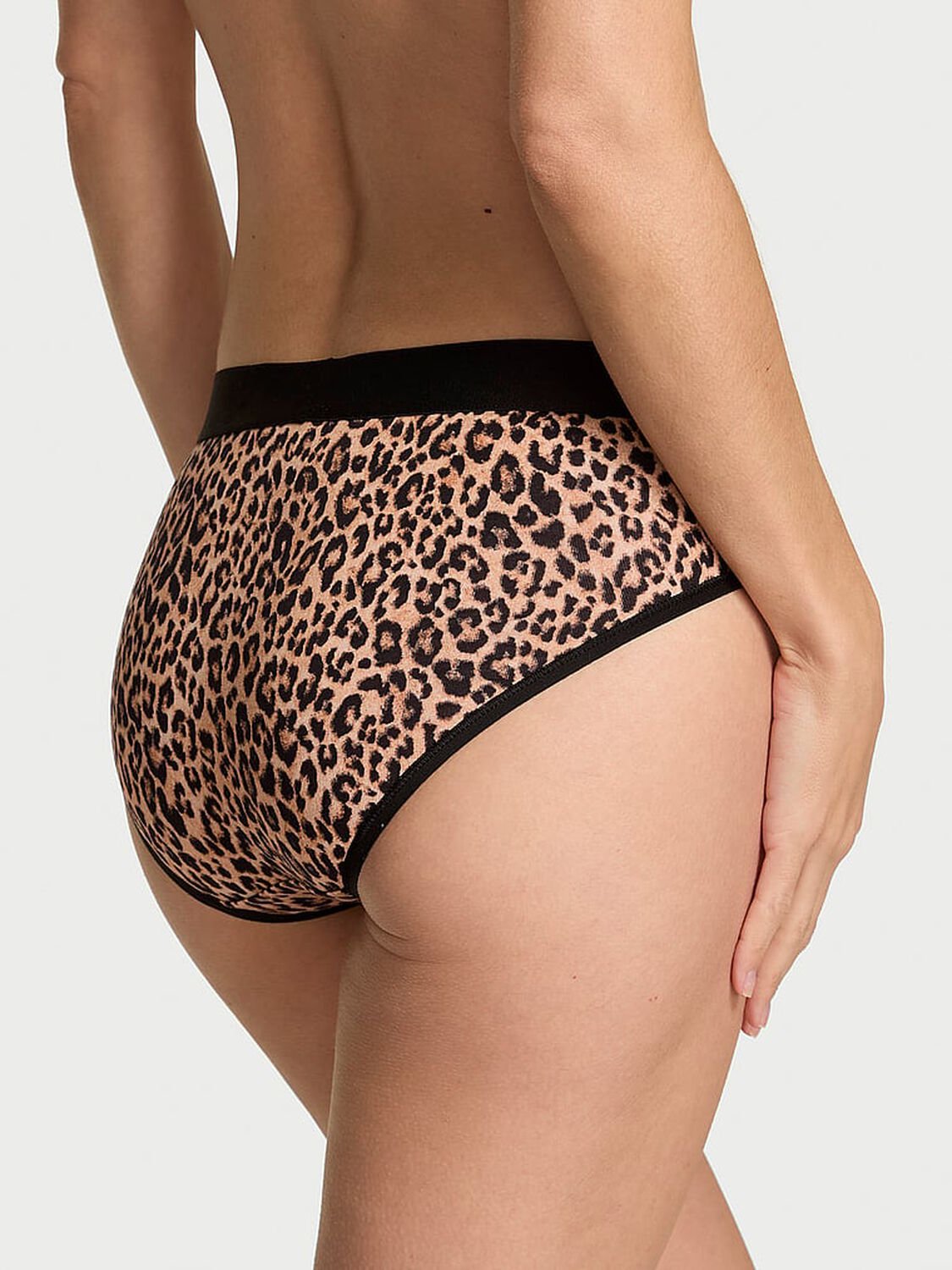 vs Cotton Logo Cotton Shine Patch Hiphugger Panty Natural Leopard 1 of 2 