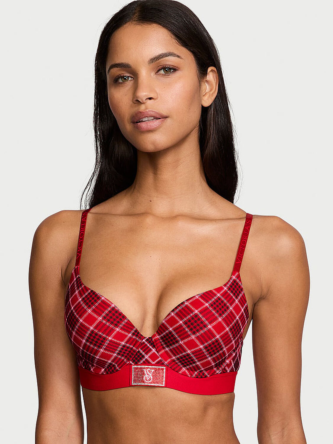 vs The T-Shirt Shine Patch Push-Up Perfect Shape Bra Lipstick Plaid 1 of 4 
