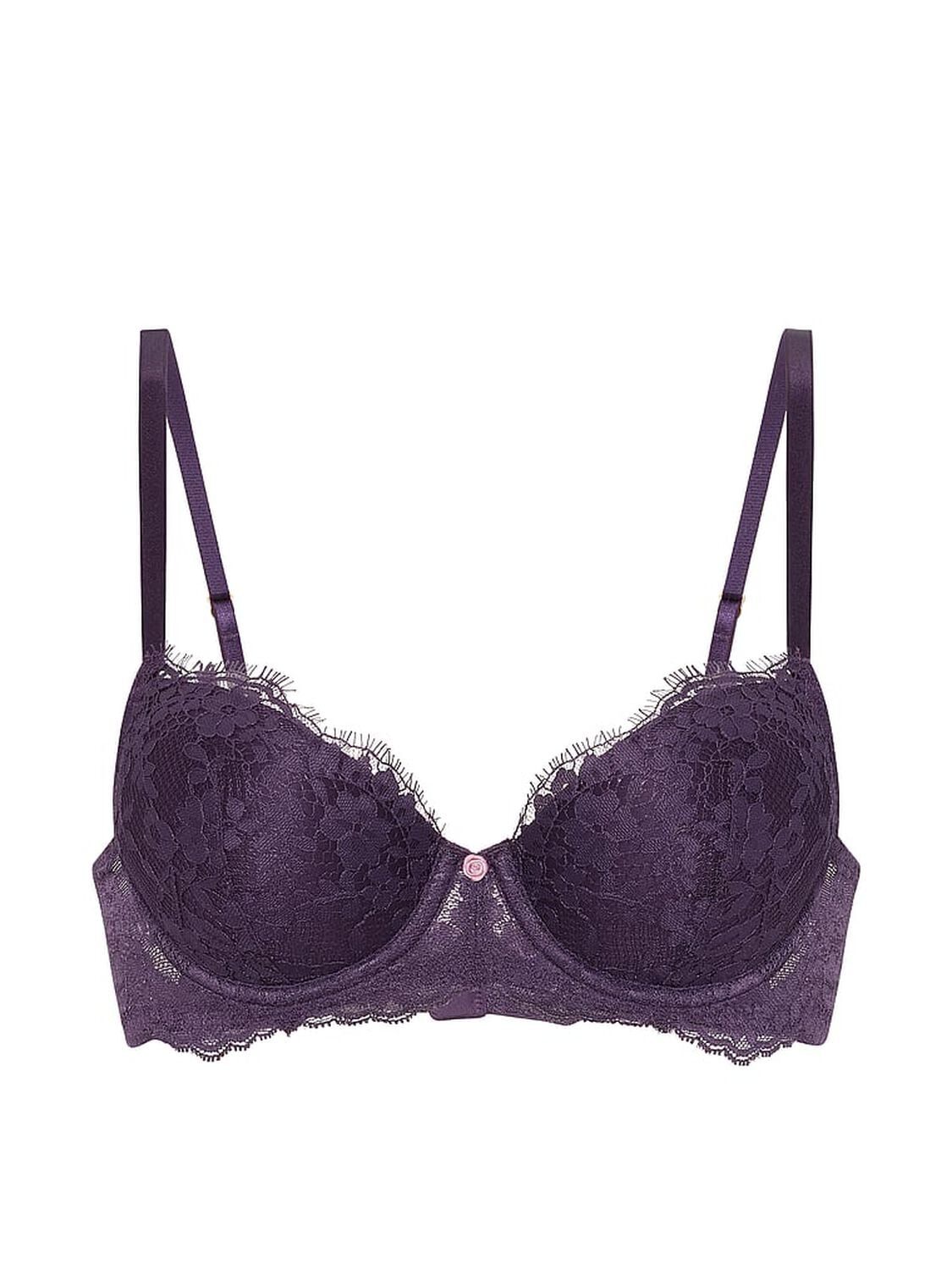 vs Dream Angels Lace Lightly Lined Classic Coverage Demi Bra Shadow Purple 3 of 3 