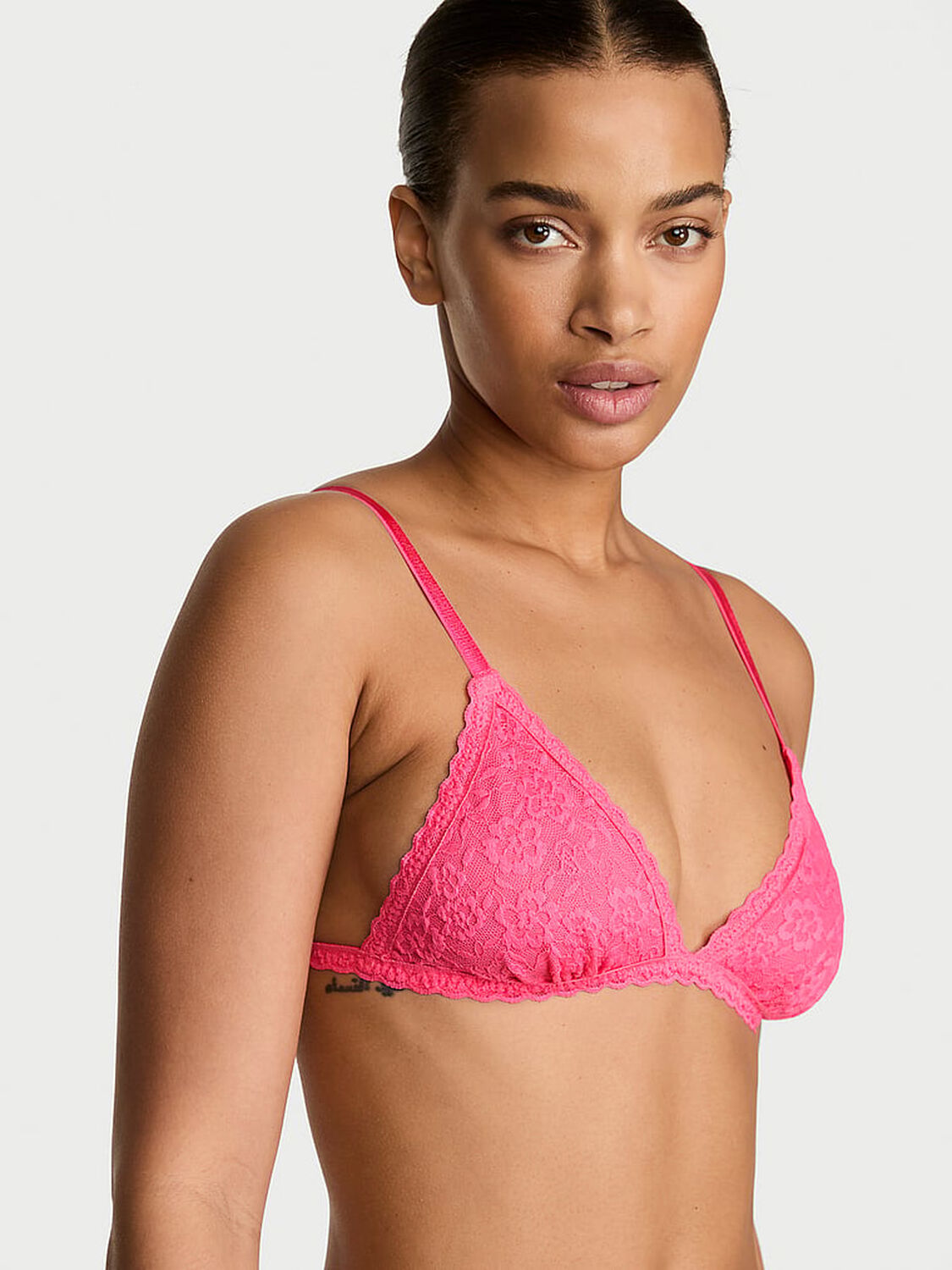 vs Victoria's Secret Lacie Unlined Triangle Bralette Bombshell Pink 1 of 2 