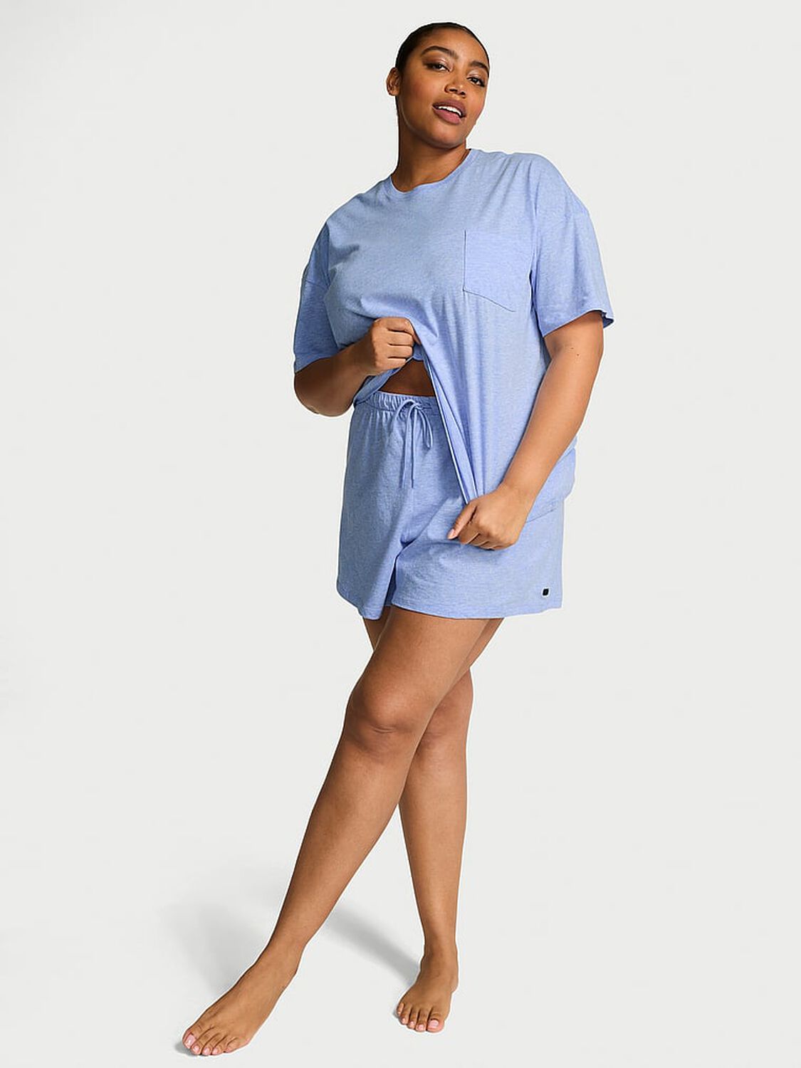 vs Victoria's Secret 100% Cotton Short Pajama Set Htr Cornflower 1 of 3 
