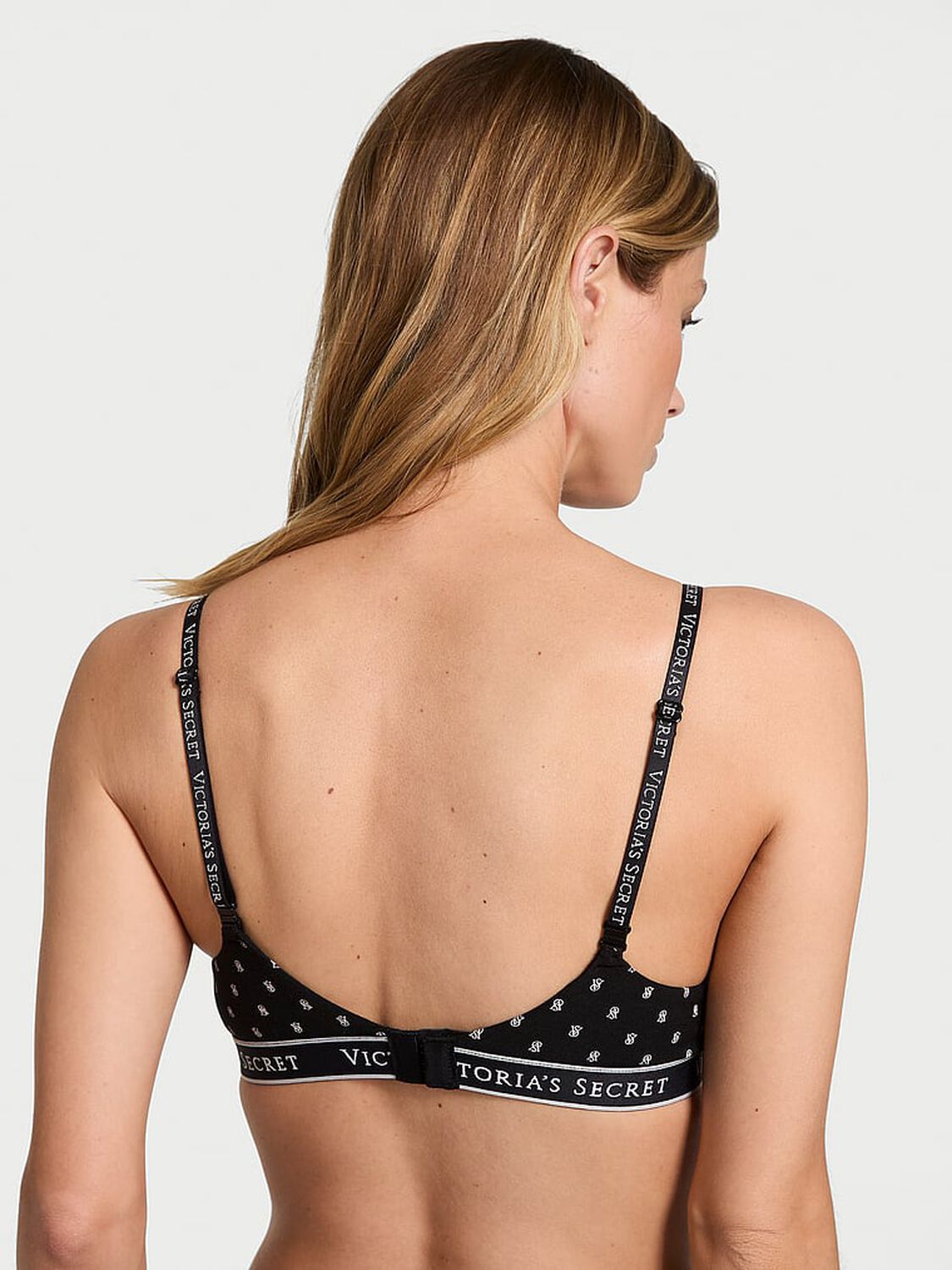 vs The T-Shirt Lightly Lined Cotton Demi Bra Black Logos 2 of 3 