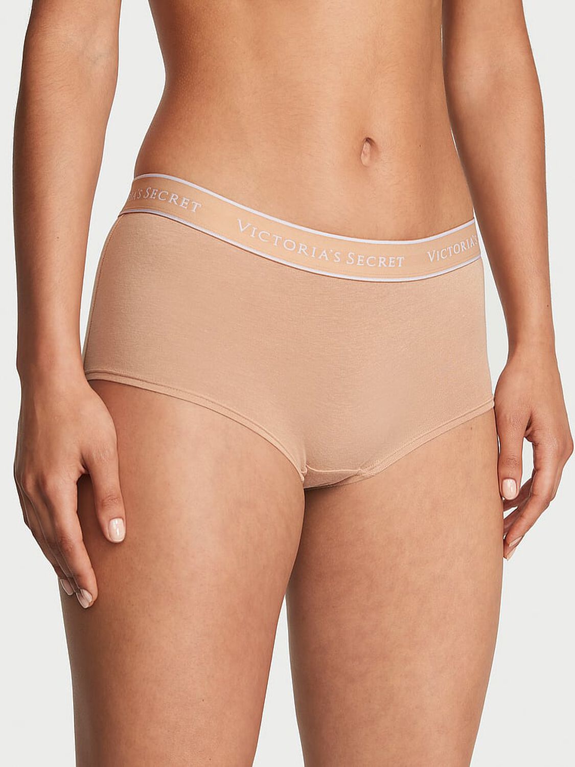 vs Cotton Logo Cotton Boyshort Panty Praline 1 of 3 