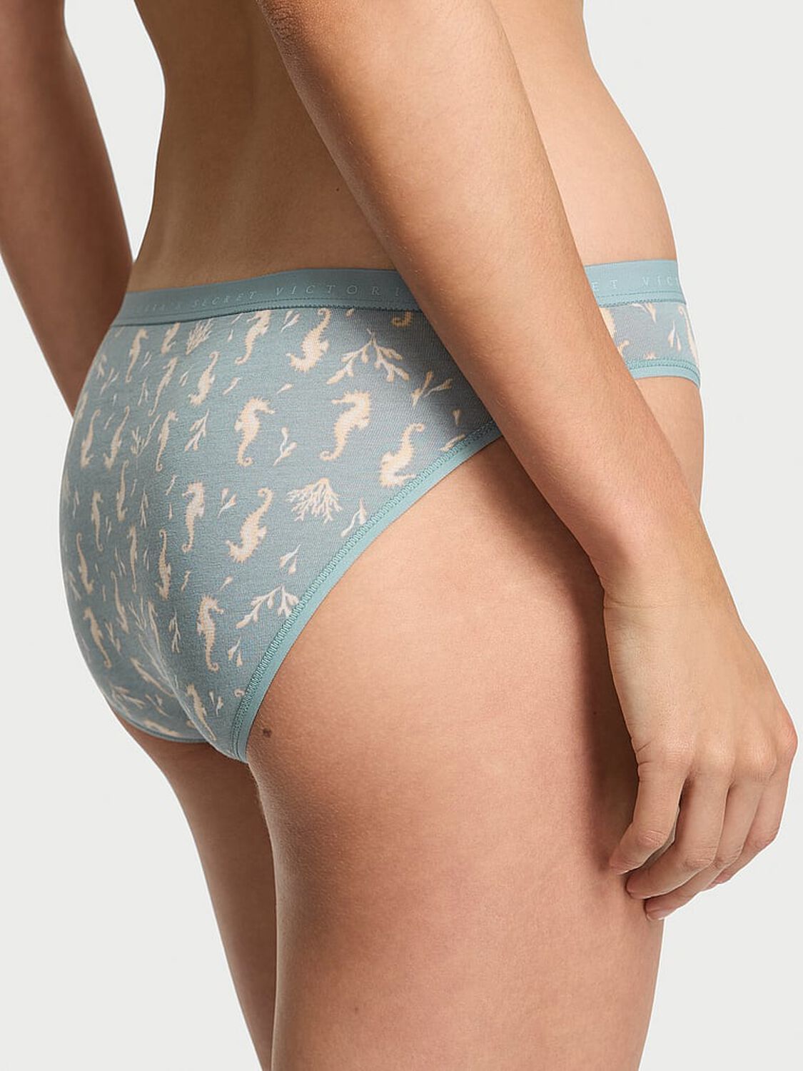 vs Victoria's Secret Body by Victoria Stretch Cotton Bikini Panty Jupiter Blue Seahorses 2 of 3 