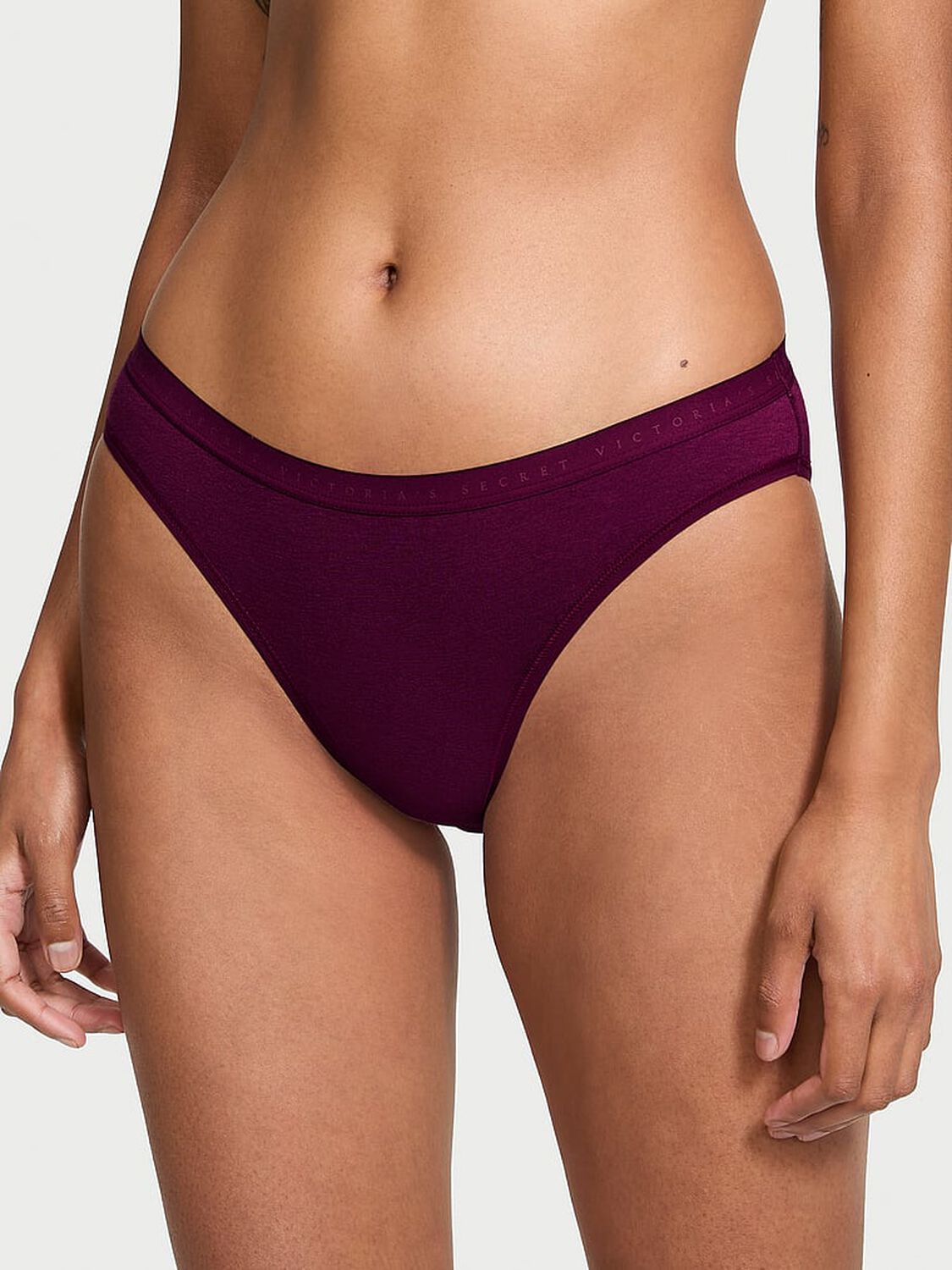 vs Victoria's Secret Stretch Cotton Bikini Panty Plum Rouge 1 of 3 