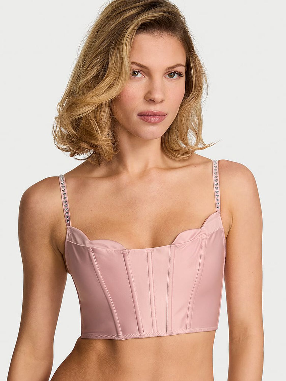 vs Dream Angels Twinkle Petal Heart Corset Top Royal Pink 1 of 2 