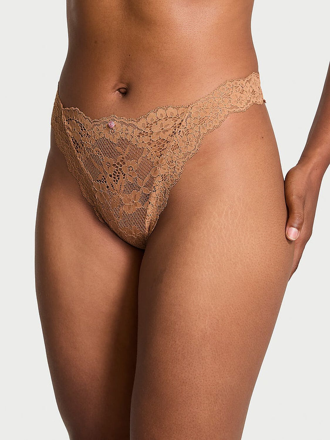 vs Dream Angels Lace Brazilian Panty Toffee 1 of 3 