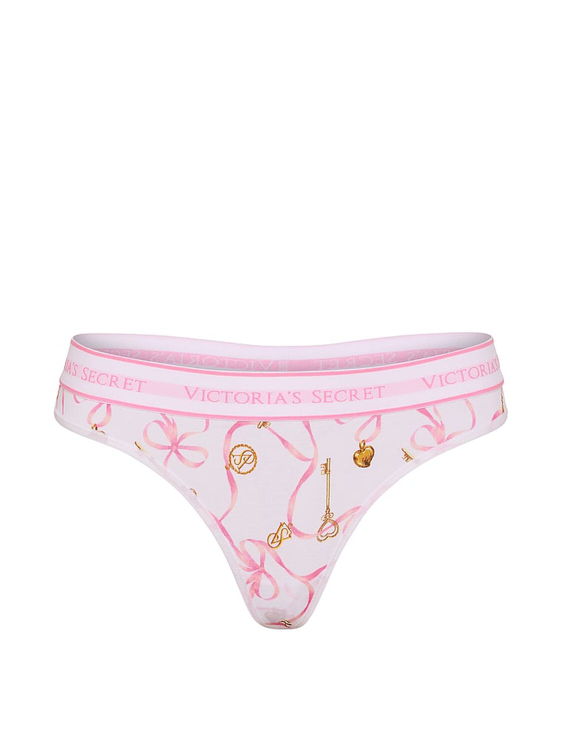 vs Cotton Logo Cotton Thong Panty Pink Ribbons 3 of 3 