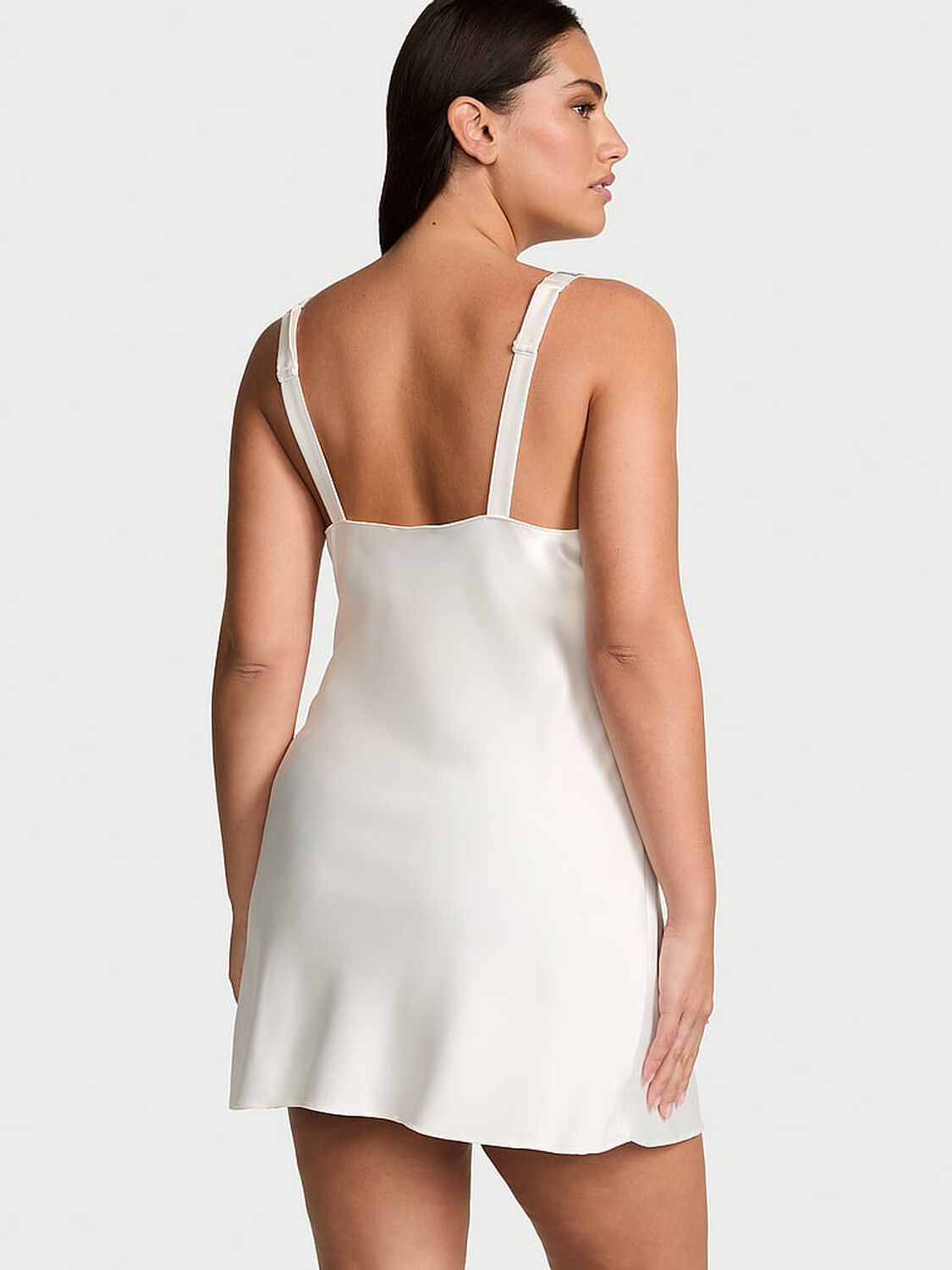 vs Victoria's Secret Shine Strap Satin Slip Coconut White72y 34y5 2 of 3 