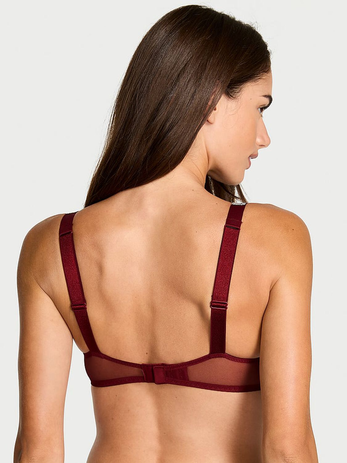 vs Very Sexy Bombshell Add-2-Cups Shine Strap Rose Lace Push-Up Bra Sangria Red 1 of 2 