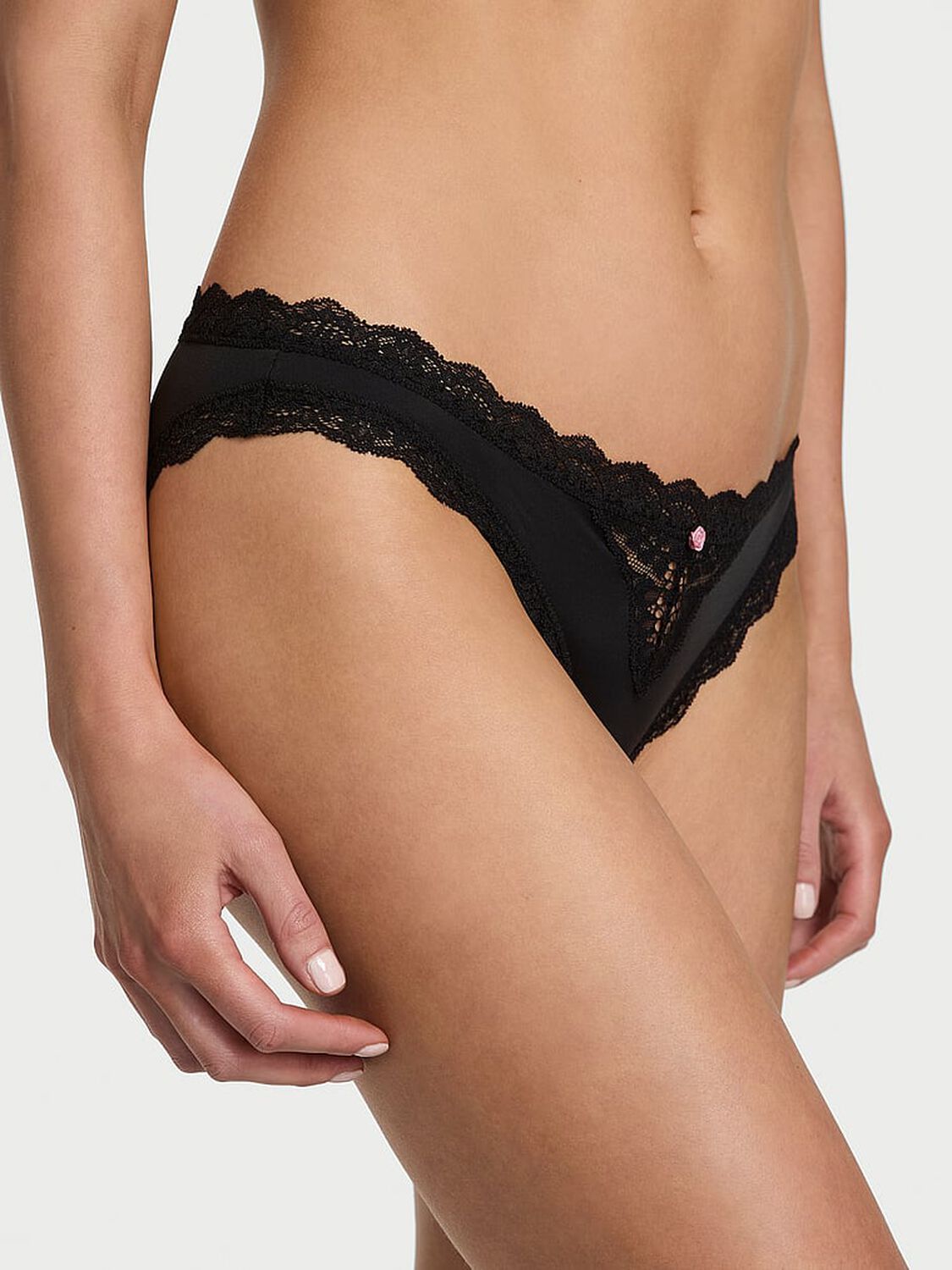 vs Dream Angels Lace-Trim Bikini Panty Black 3 of 3 