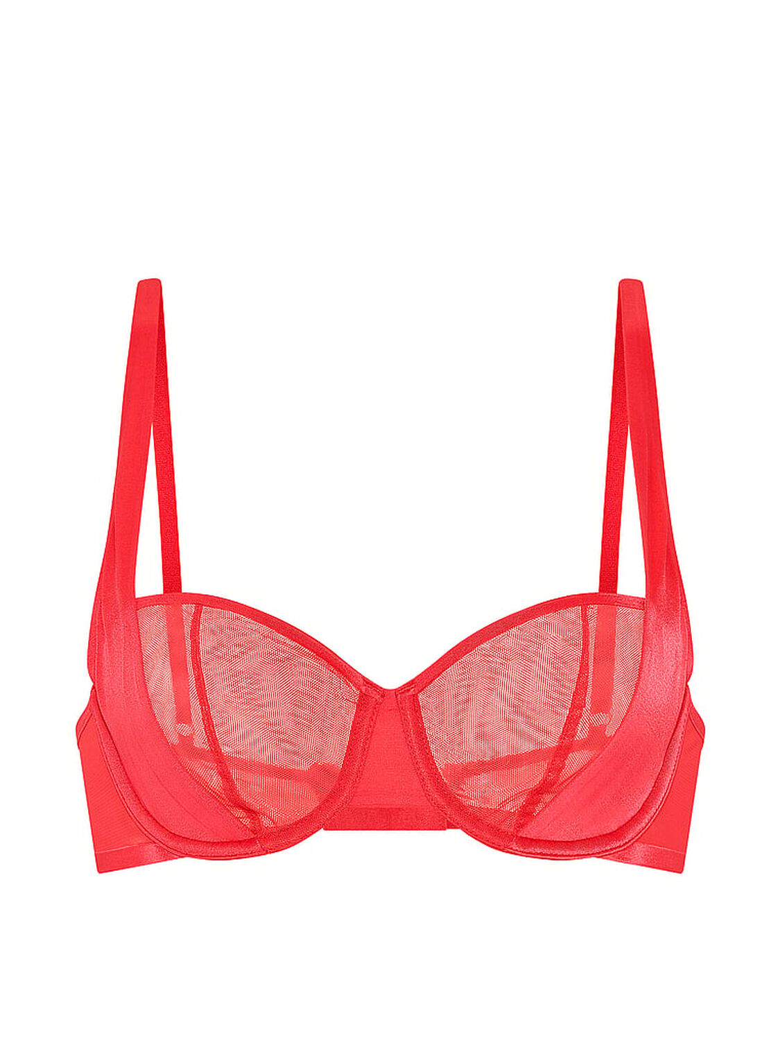 vs Very Sexy Sheer Reveal Unlined Balconette Bra Hot Coral 3 of 3 