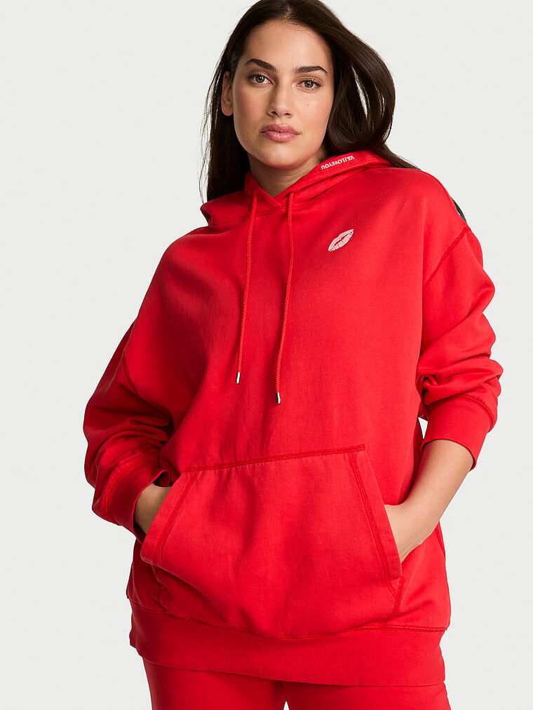 Iconic Fleece Relaxed Hoodie Washed Lipstick L | Victoria's Secret