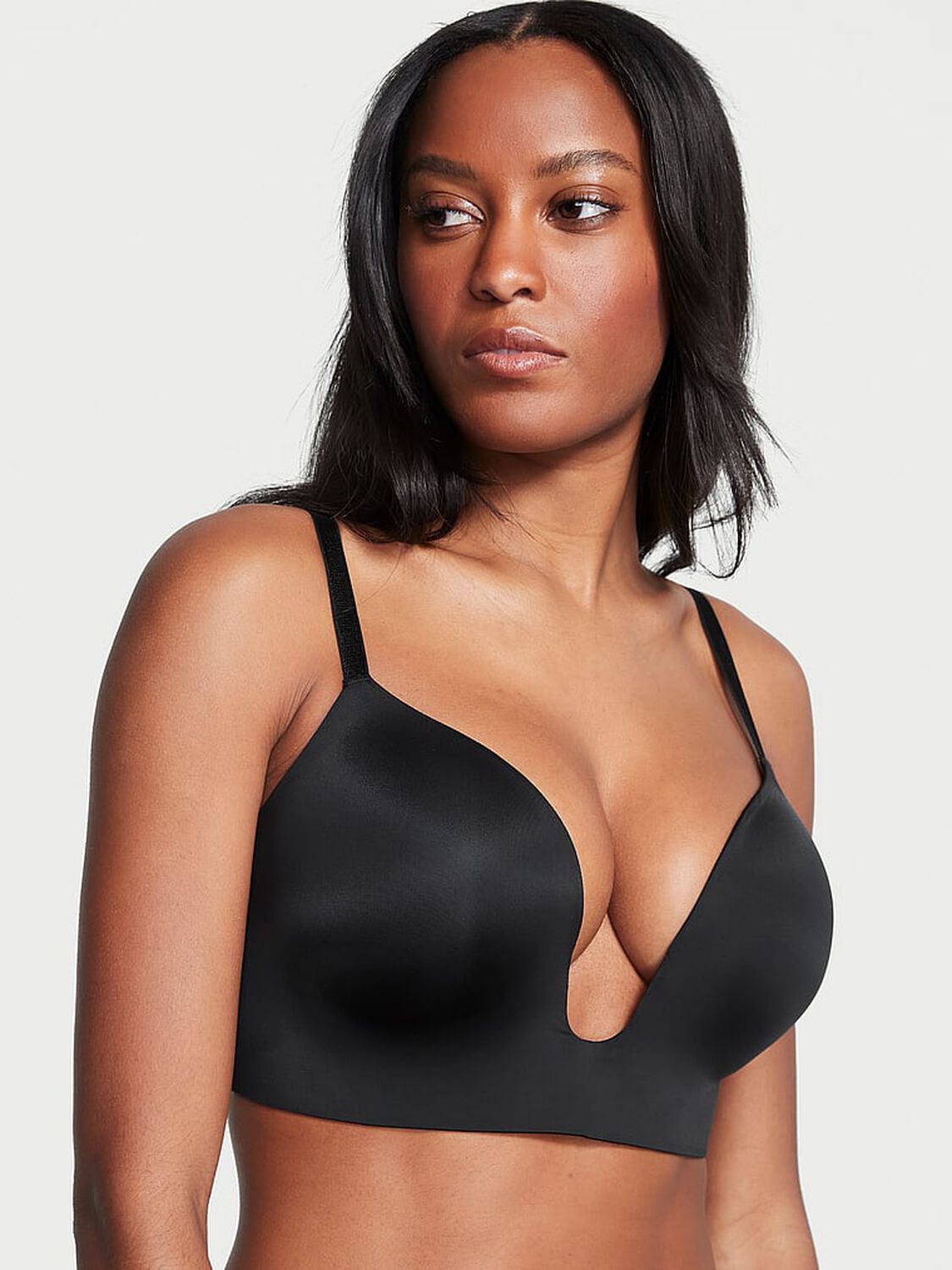 vs Victoria's Secret Bare Plunge Low-Back Bra Black 1 of 3 