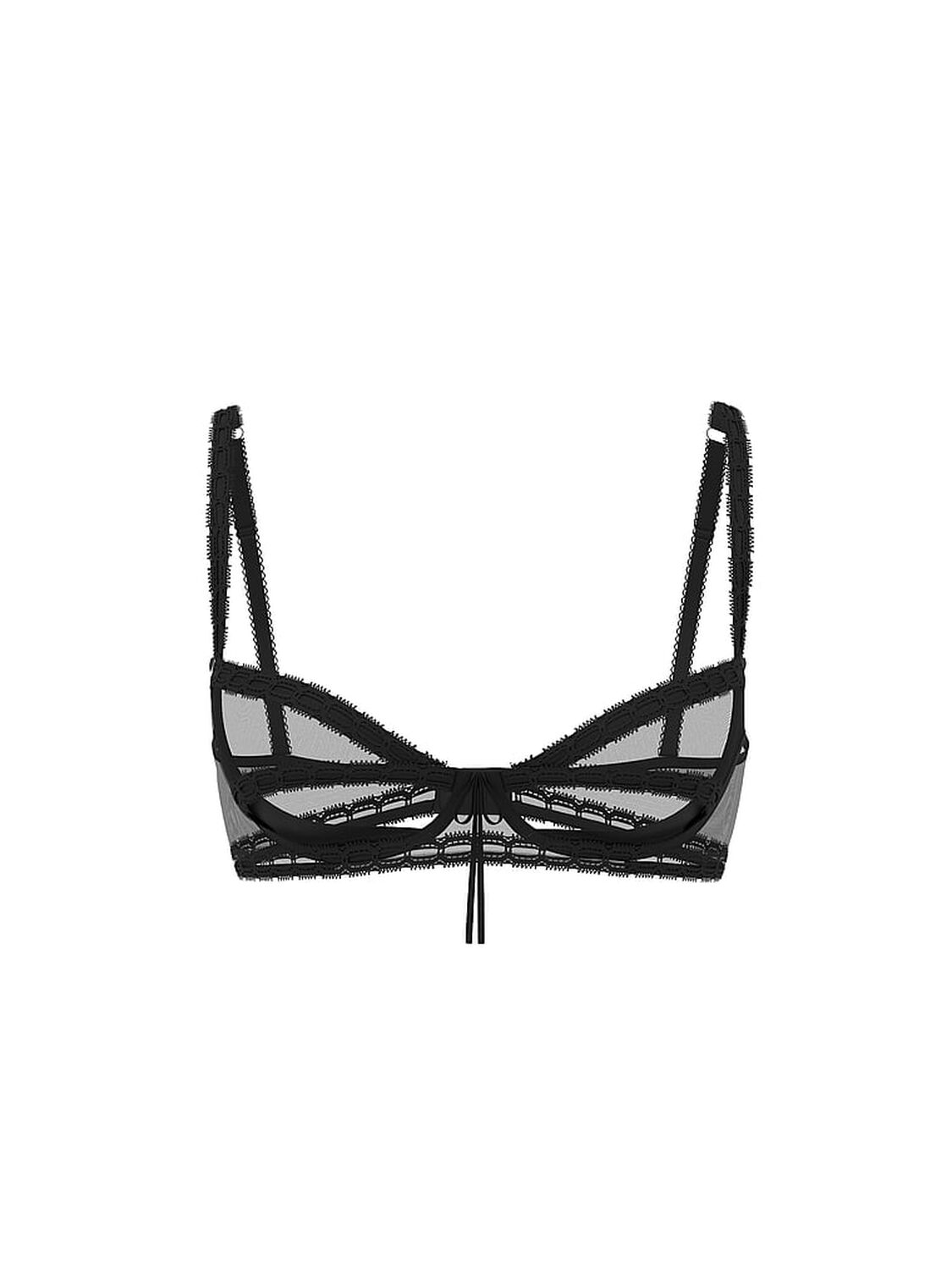 vs Dream Angels Wicked Unlined Ribbon Slot Open-Cup Balconette Bra Black 1 of 4 