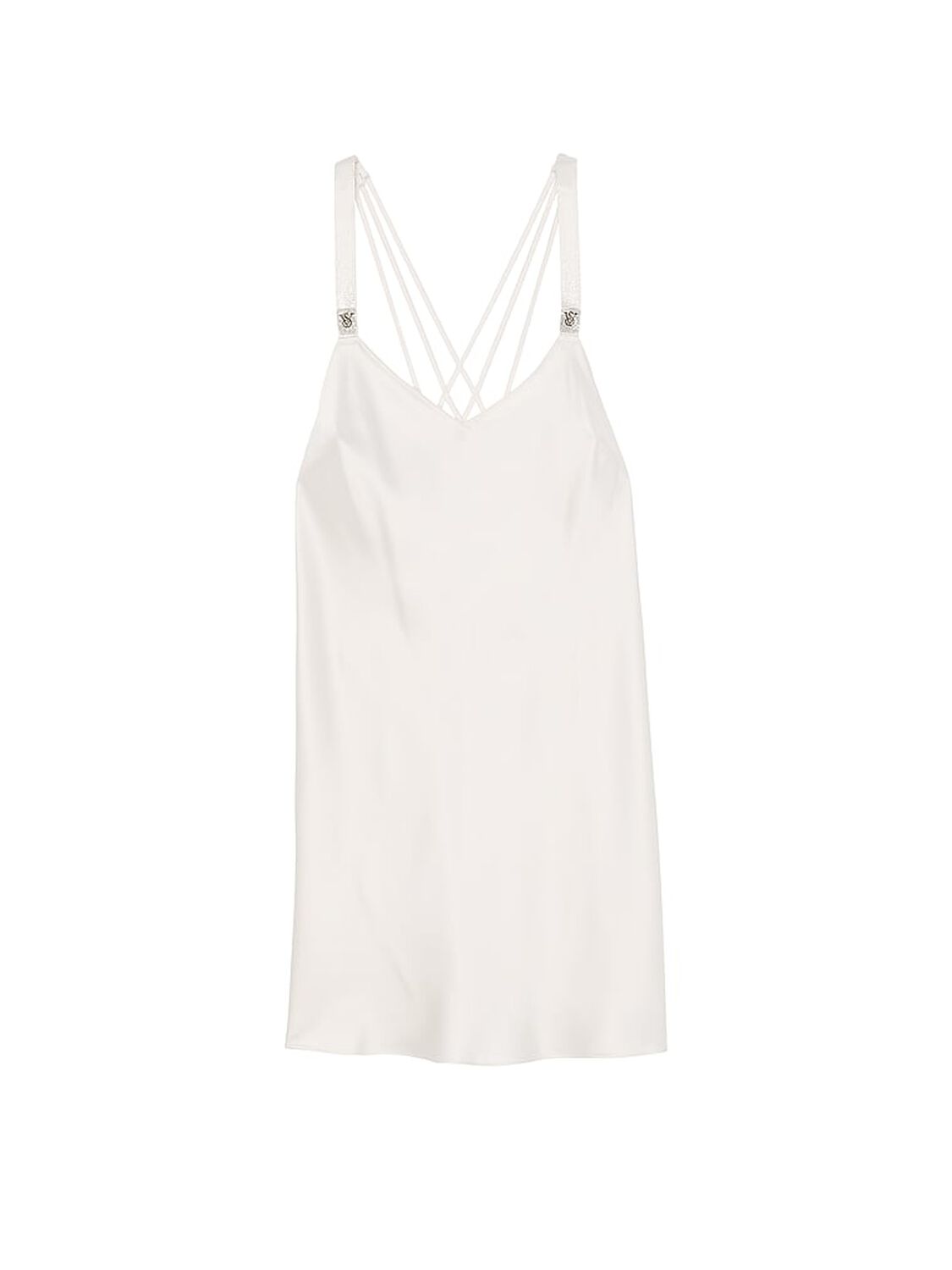 vs Victoria's Secret Scattered Shine Strap Satin Strappy-Back Slip White 3 of 4 
