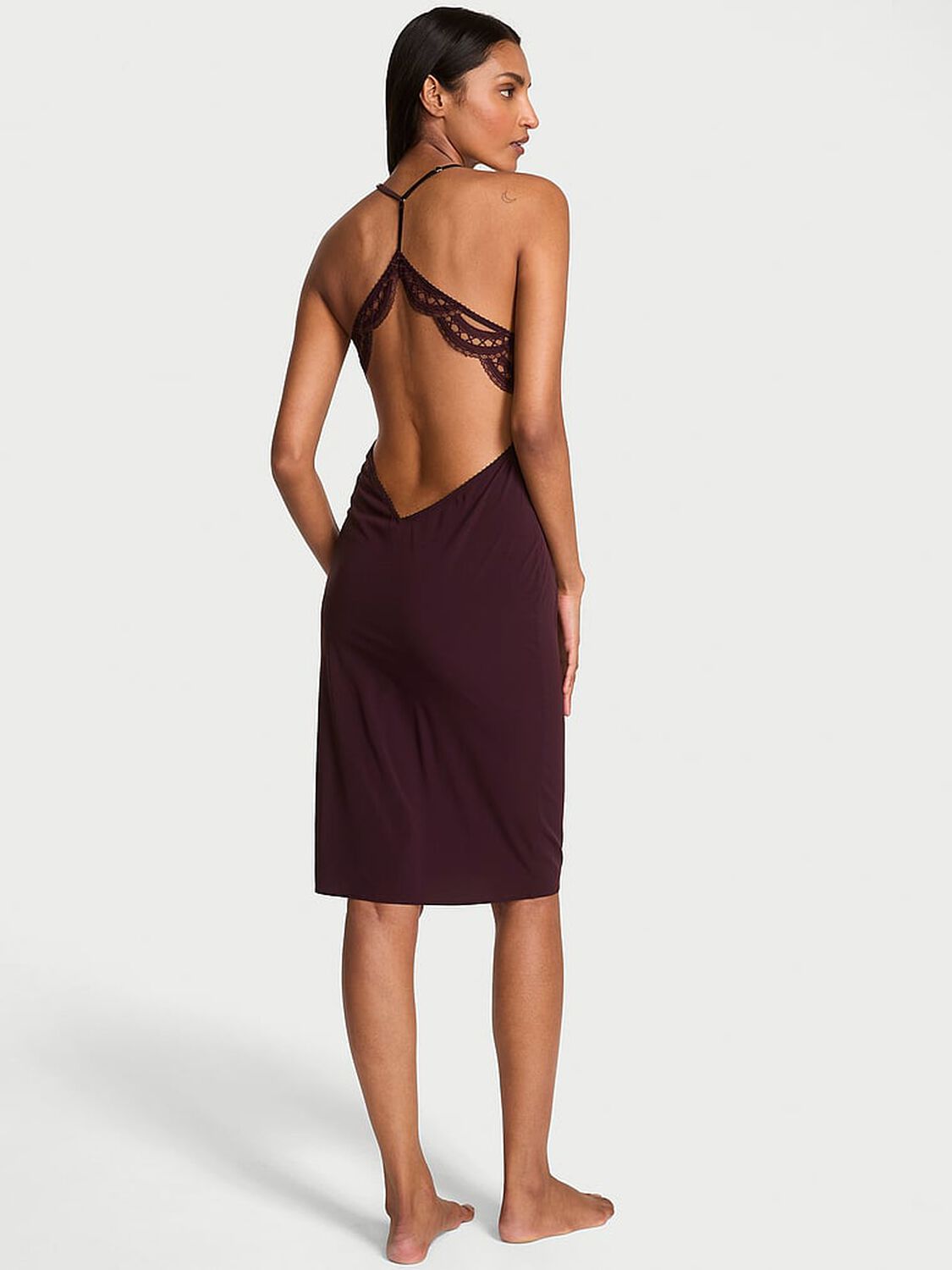 vs Very Sexy Chiffon Draped Slip Dress Winter Wine 2 of 4 