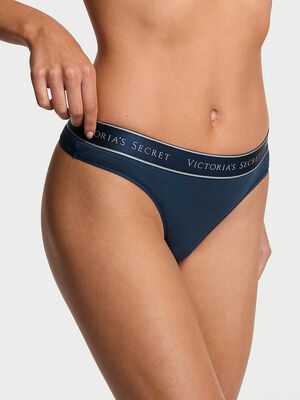 Logo Cotton Thong Panty