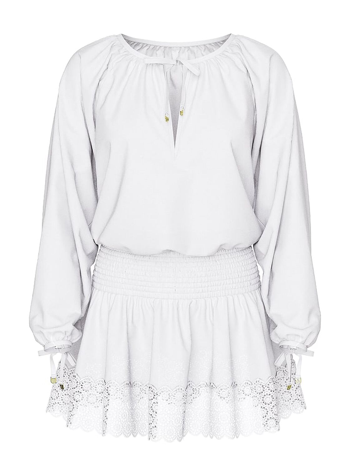 vs Victoria's Secret Swim Beachwear Linen Lace-Trim Dress Vs White 3 of 3 