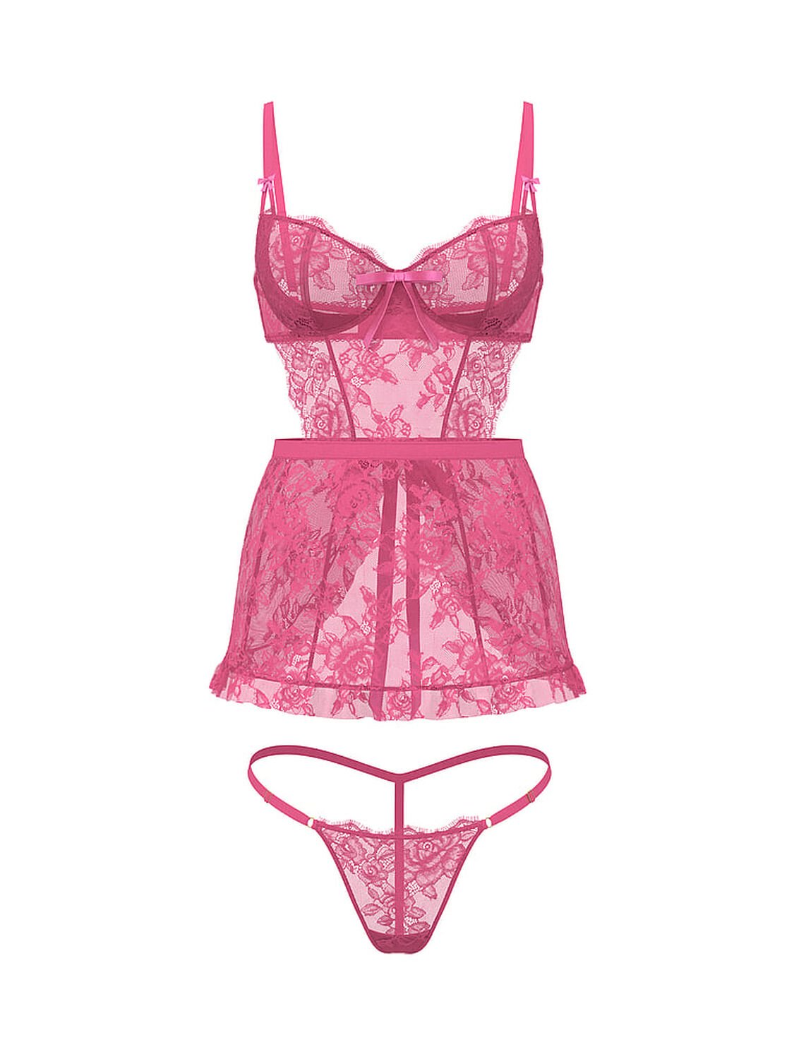vs Very Sexy Wicked Unlined Rose Lace Apron Set Rose Garden 3 of 3 