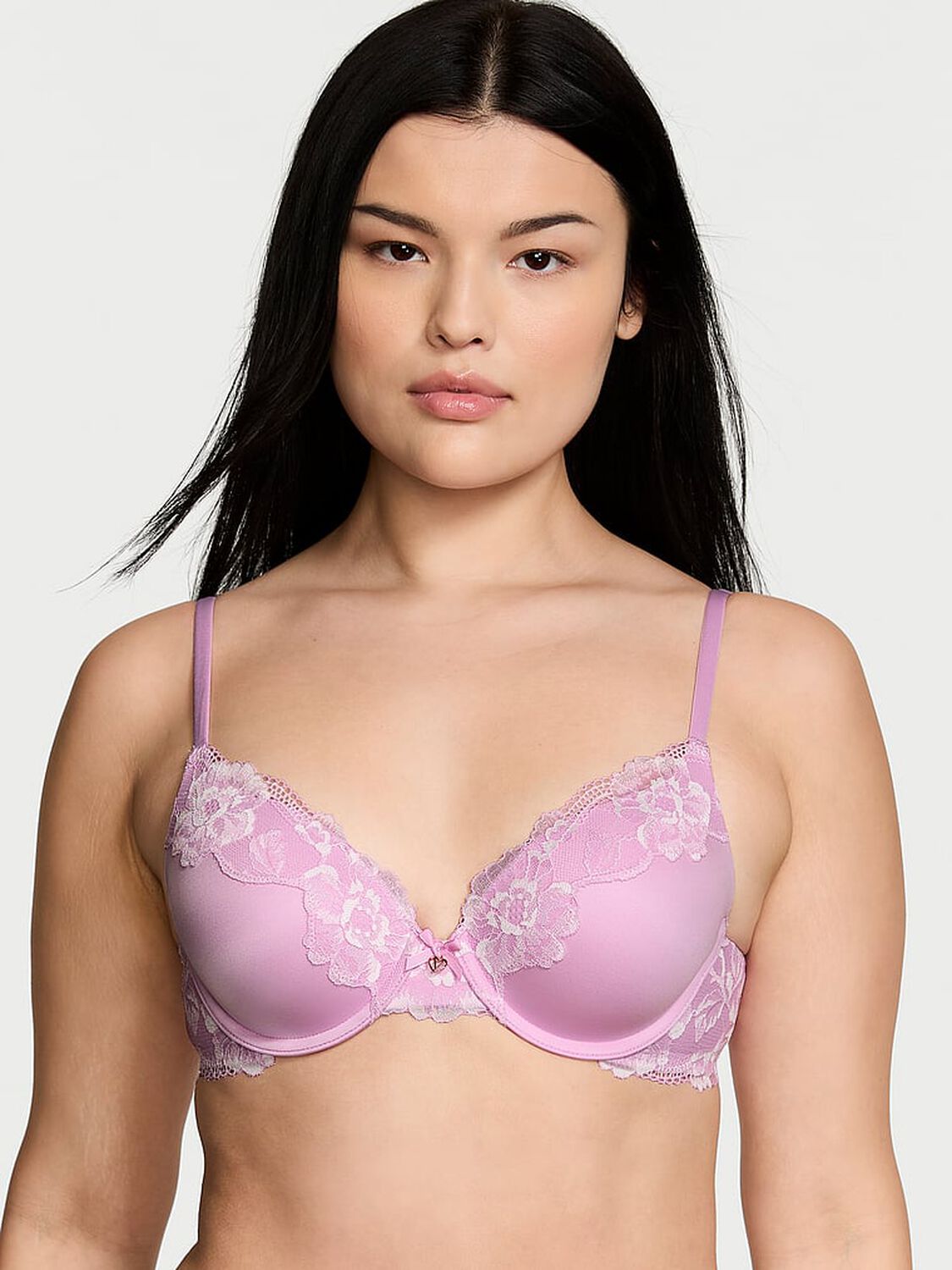 vs Body By Victoria Perfect Shape Push-Up Lace-Trim Bra Violet Sugar 1 of 4 