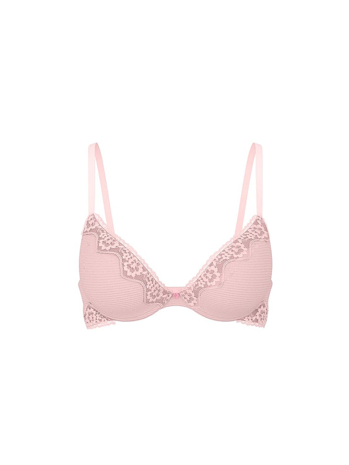 vs The T-Shirt Perfect Shape Cotton Shadow Stripe Lace-Trim Push-Up Bra Angel Pink 3 of 3 