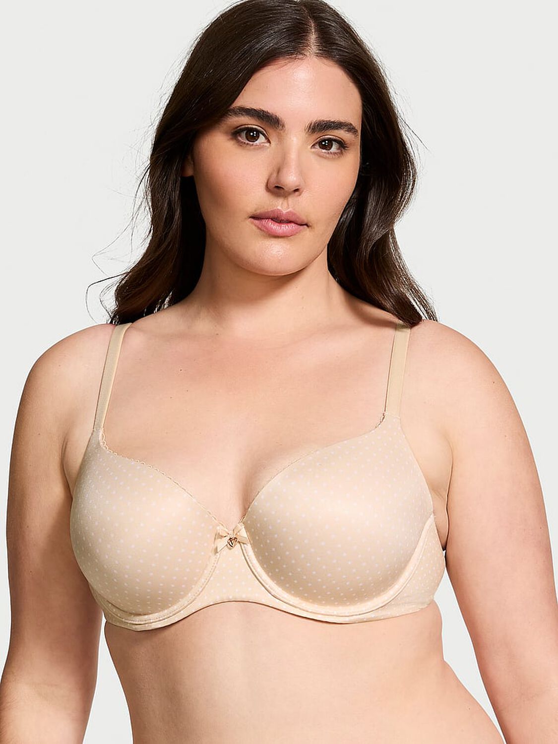 vs Body By Victoria Lightly Lined Smooth Demi Bra Marzipan Dots 1 of 3 