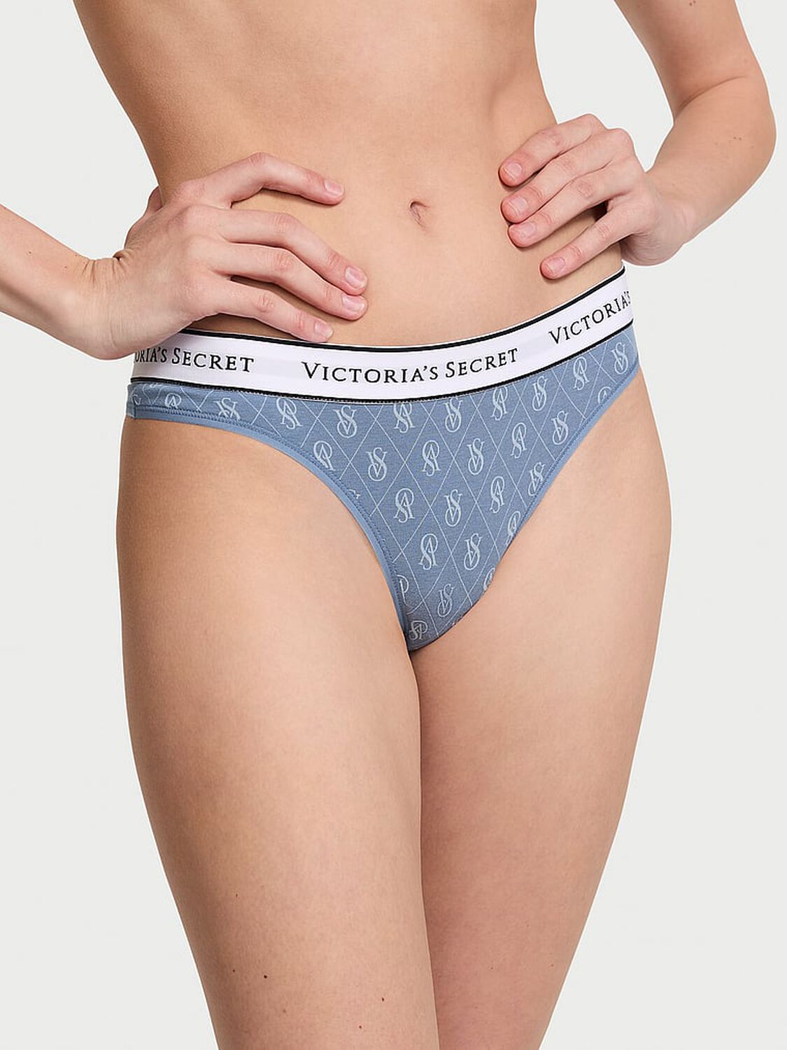 vs Cotton Logo Cotton Thong Panty Logo Pink 1 of 3 