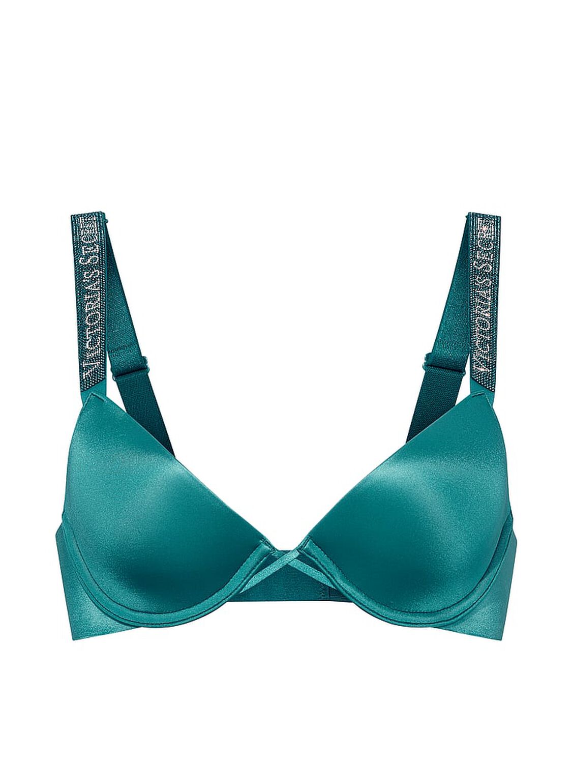 vs Very Sexy Logo Shine Strap Lightly Lined Low-Cut Demi Bra True Teal 3 of 4 