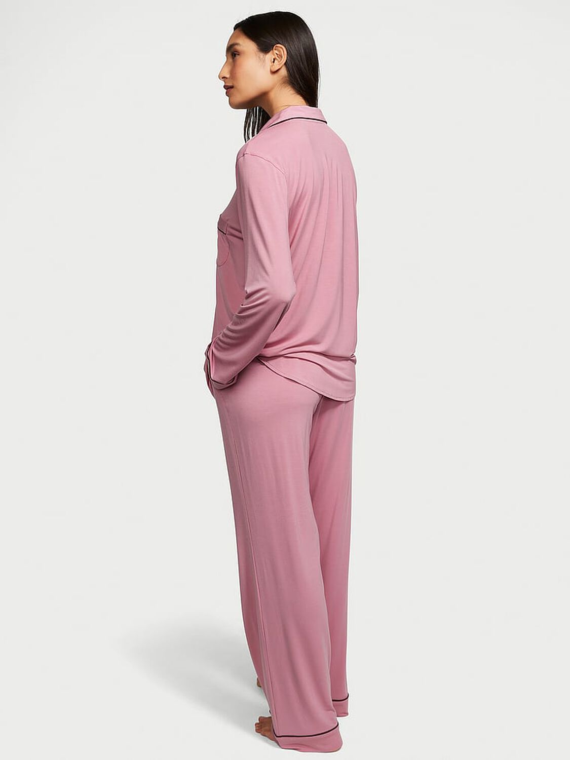 vs Victoria's Secret Modal Long Pajama Set Dusk Mauve 2 of 4 