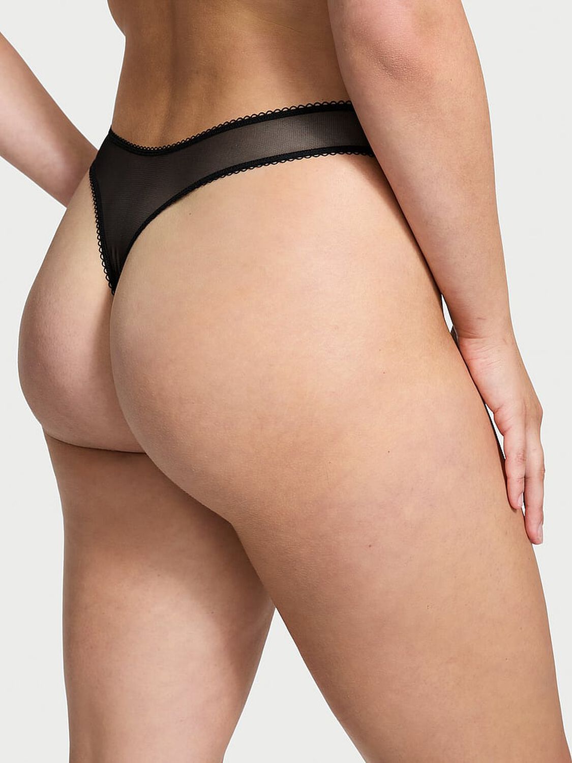 vs Very Sexy Spider Shine Mesh High-Leg Thong Panty Black 2 of 3 
