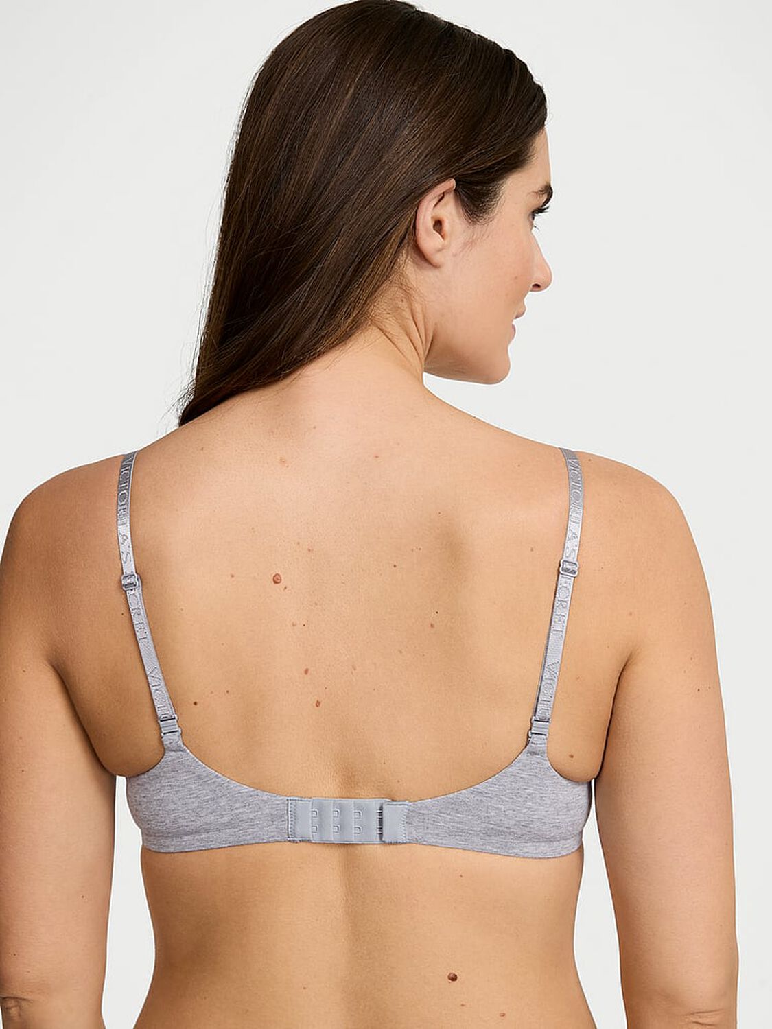 vs The T-Shirt Cotton Logo Hardware Lightly Lined Wireless Bra Heather Grey 2 of 3 