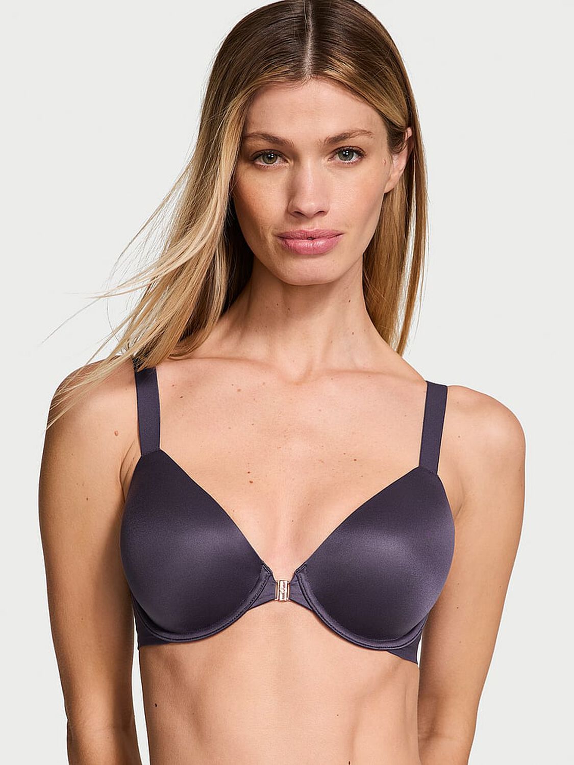 vs Body By Victoria Smooth Lightly Lined Front-Close Full-Coverage Bra Slate Blue 1 of 3 