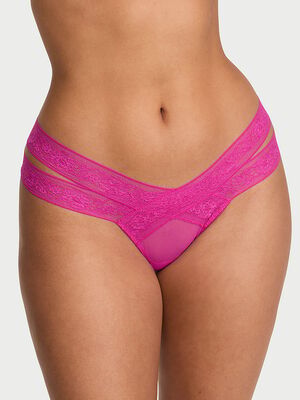 Rose Lace Strappy Cut-Out Thong Panty