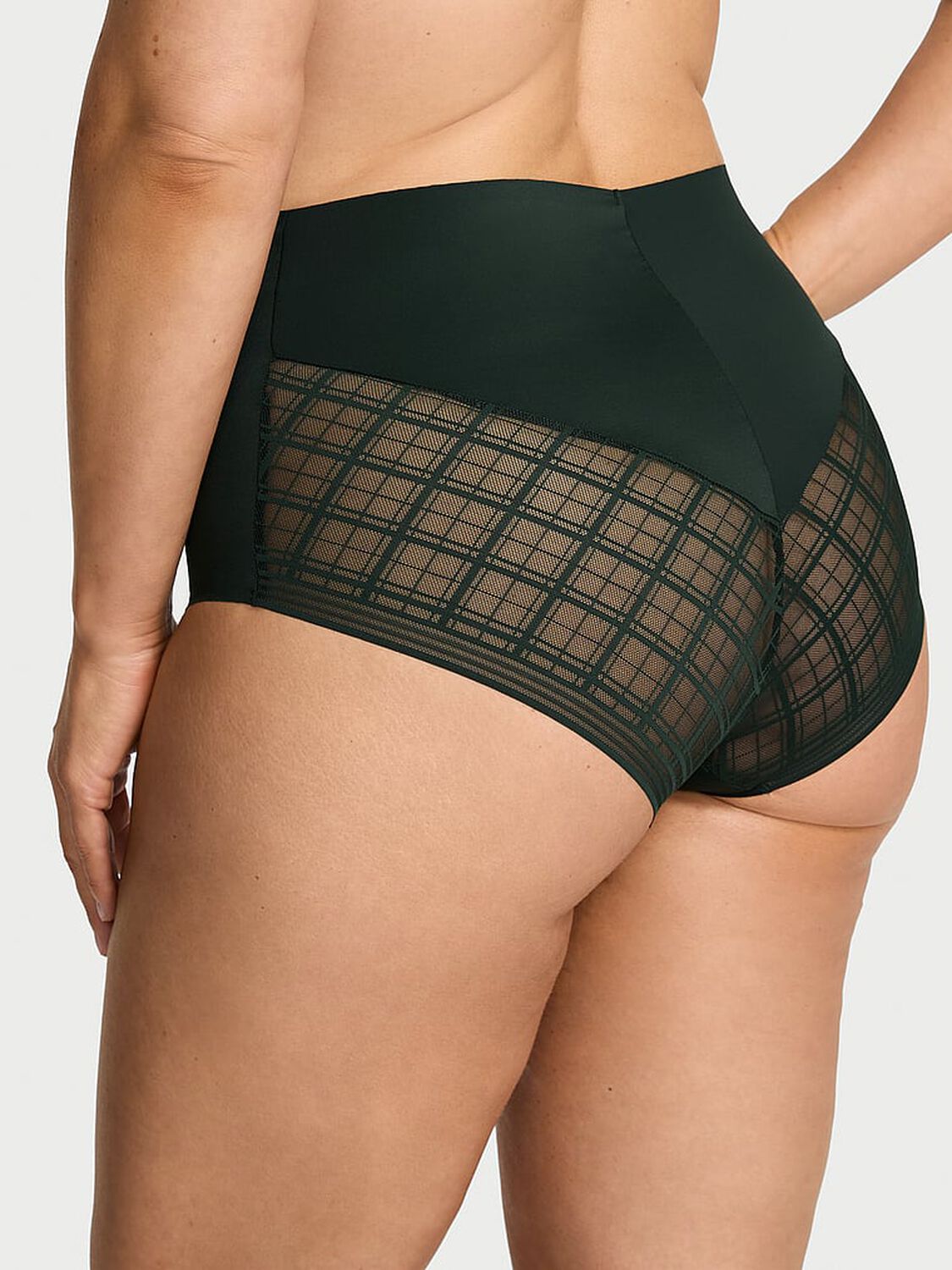 vs No-Show No-Show Plaid Mesh Modern Brief Panty Cilantro 2 of 2 