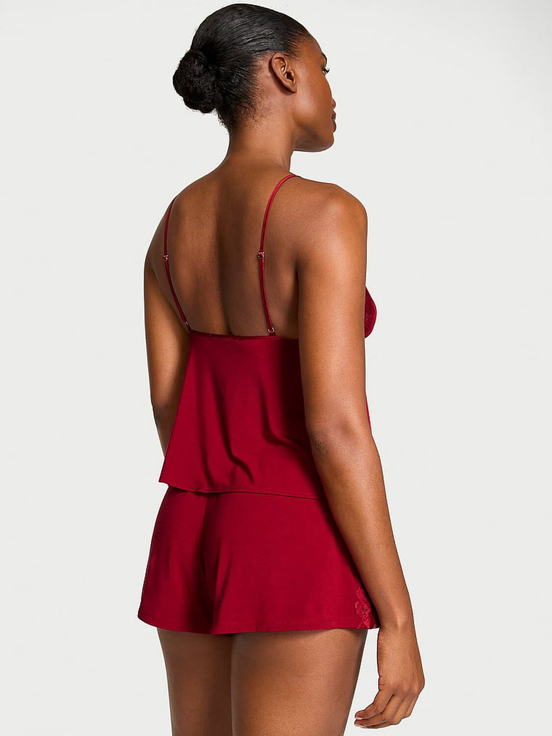 vs Victoria's Secret Modal Soft Lace-Trim Flyaway Cami Set Red Lacquer 2 of 2 