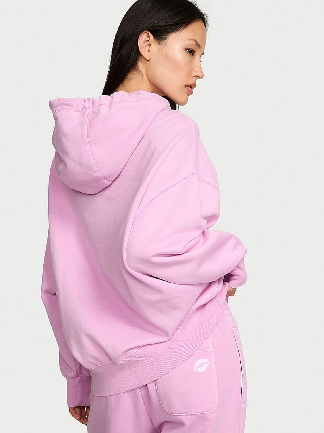 vs Angel Essentials Iconic Fleece Relaxed Hoodie Washed Bikini Pink 2 of 4 