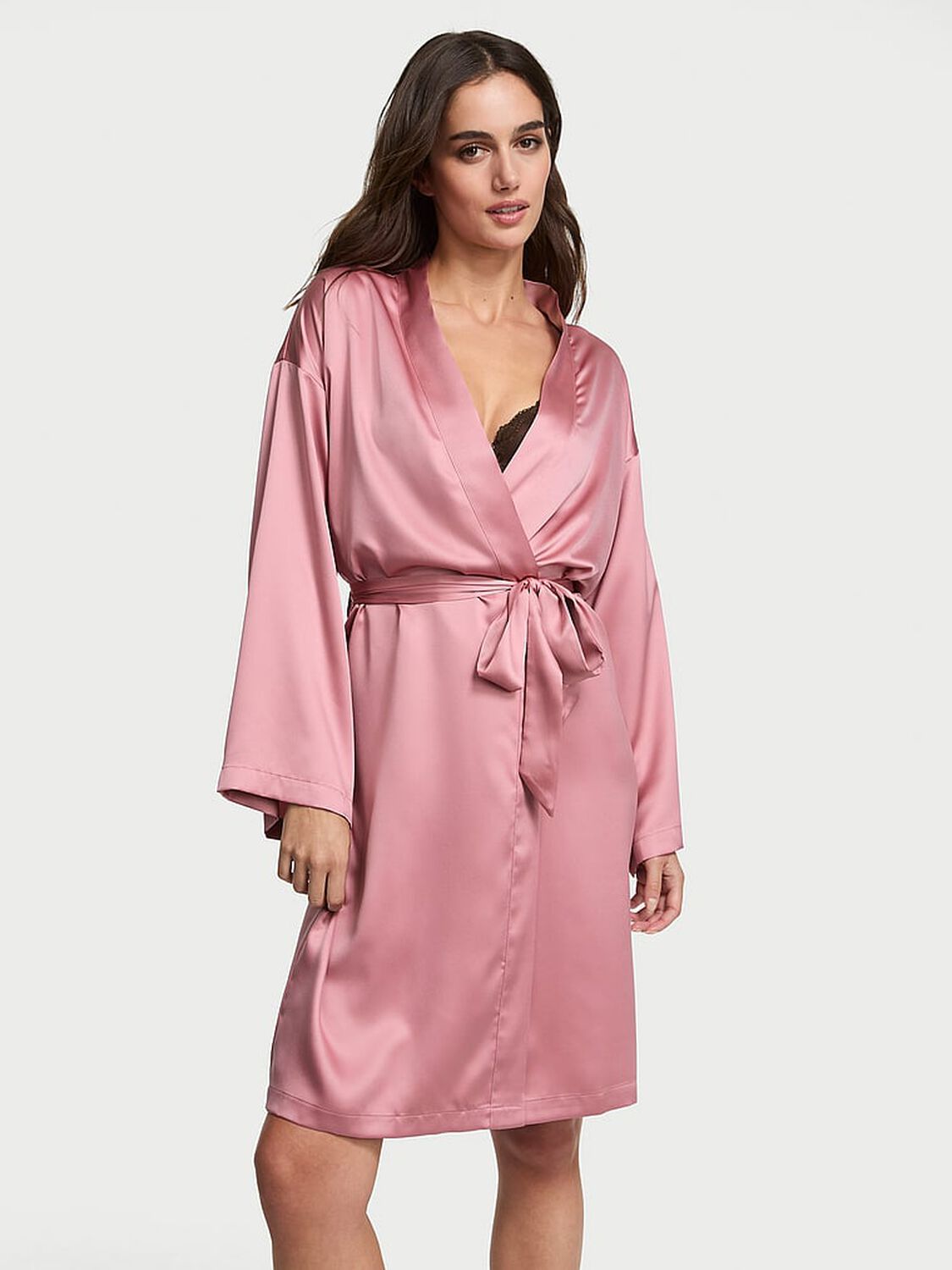 vs Victoria's Secret Satin Midi Robe Dusk Mauve 1 of 3 