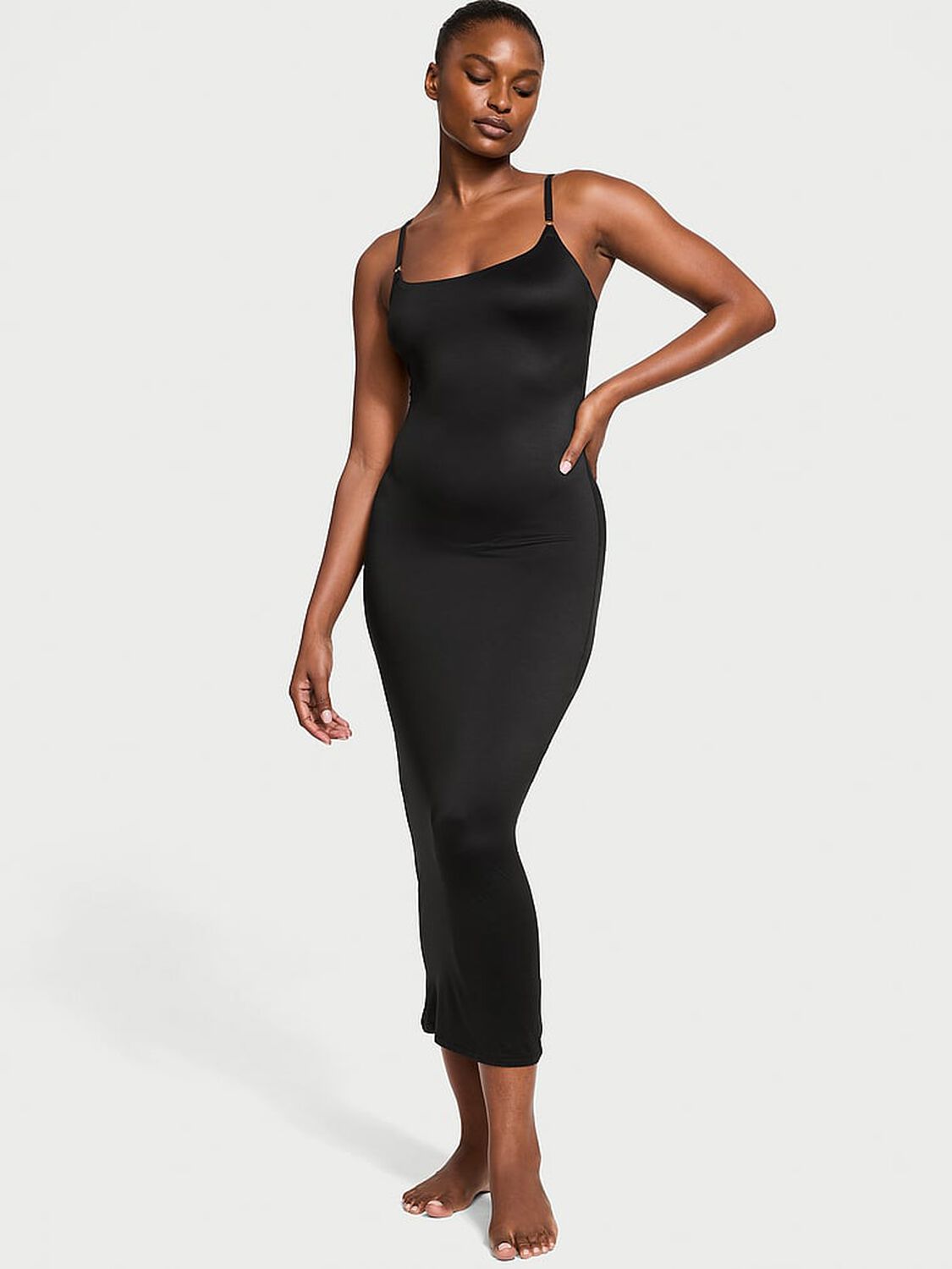 vs Victoria's Secret FeatherSoft� BODYWEAR Maxi Slip Dress Black 1 of 4 