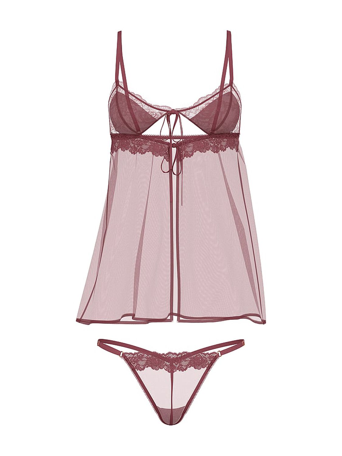 vs Very Sexy Sheer Rose Lace Triangle Babydoll Set Purple Vapor 2 of 3 