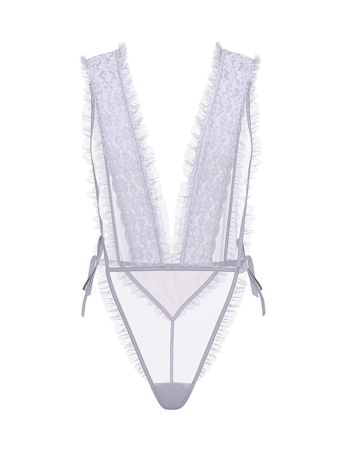 vs Dream Angels Dare to Dream Lace Sheer High-Leg Teddy Feather Lilac 2 of 3 