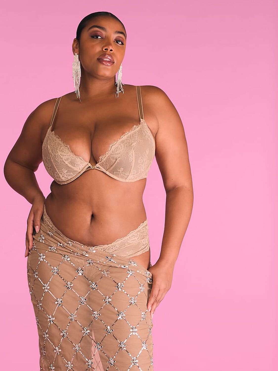 vs Very Sexy Rose Lace Unlined Low-Cut Demi Bra Praline 4 of 4 